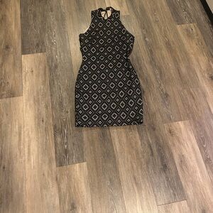 Just Me Black and White Diamond Pattern Mini Dress